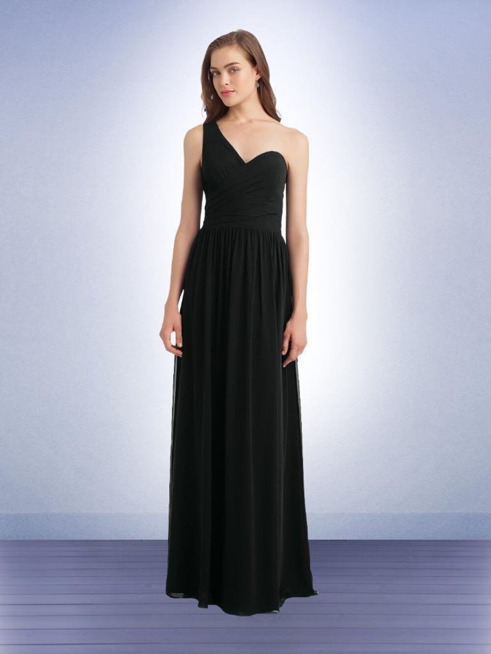 Bill Levkoff 1128 Bridesmaid Dress Plum Purple One Shoulder Chiffon Long 10